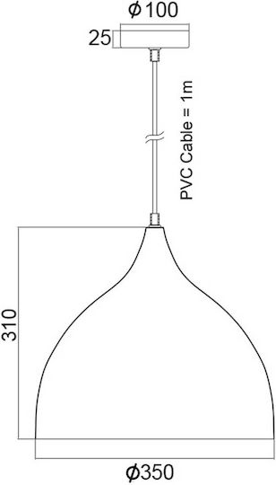 Aca Roxanne Pendant Light Black Bell with Socket E27 35cm