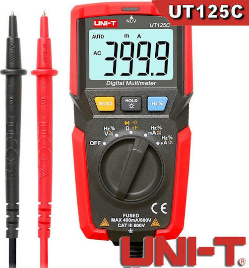 Uni-T Digital Multimeter Pocket True RMS with Buzzer with AC / DC / Resistance / Capacitance / Temperature Measurement UT125C