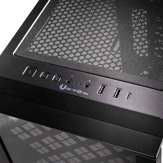BitFenix Dawn TG Gaming Midi Tower Κουτί Υπολογιστή με Πλαϊνό Παράθυρο και RGB Φωτισμό Μαύρο