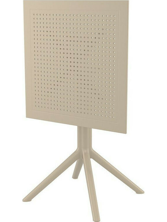 Sky Outdoor Dinner Foldable Polypropylene Table Taupe 60x60x74cm