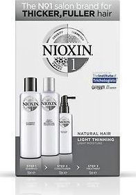 Nioxin Unisex Hair Care Set System 1 Trial Kit with Shampoo 3pcs