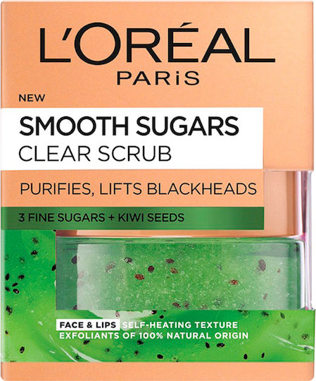 L'Oreal Paris Smooth Sugars Gel για Scrub σε Πρόσωπο & Χείλη με Εκχύλισμα Σπόρων Ακτινιδίου 50ml