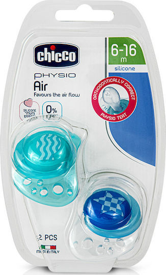 Chicco Physio Air Orthodontic Pacifiers Silicone with Case Sky Blue for 6-16 months 2pcs