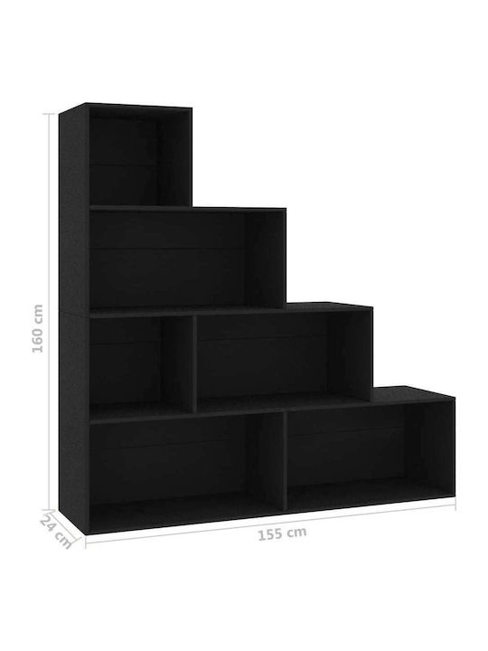 Bibliothek Schwarz 155x24x160cm