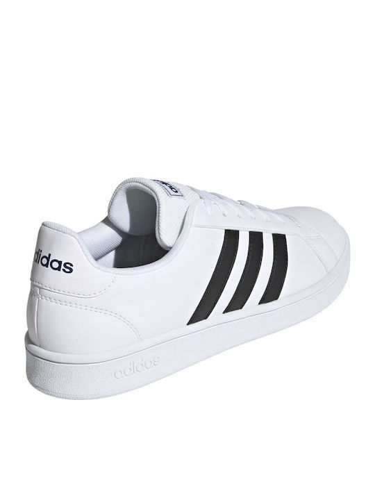 Grand Court Base Adidași Pentru Bărbați Alb Nor / Negru Core / Albastru Închis