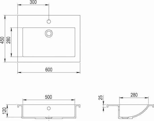 vidaXL Вградена мивка от синтетичен материал 60x45x12см Сив