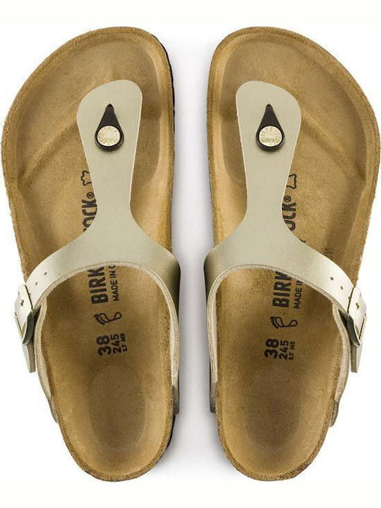 Gizeh Birko-Flor Women's Flat Sandals Anatomic in Gold Color Narrow Fit