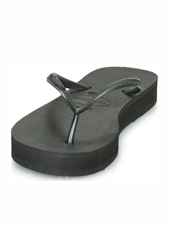 Slim Flatform Джапанки в Черен Цвят