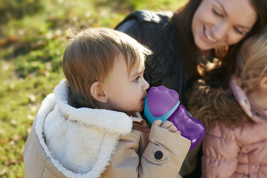 Philips Baby Cup with Handles and Straw Bendy made of Plastic Purple 200ml for 9m+m+