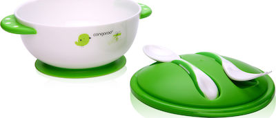 Cangaroo Kinder-Essensbehälter-Set Set of Feeding Bawl with Fork and Spoon aus Kunststoff Grün 3Stück 103627