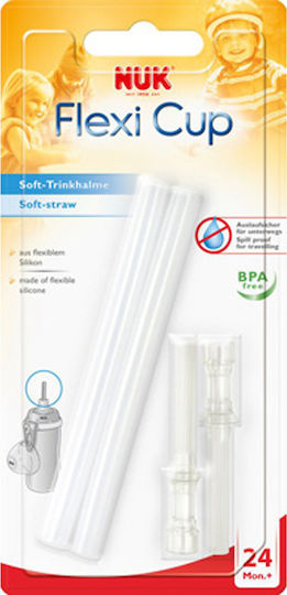 Nuk Silicone Baby Replacement Straw Flexi Cup for 24+ months 2pcs Transparent 10.255.562