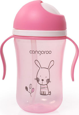 Cangaroo Boo Toddler Plastic Cup with Handles and Straw 300ml for 6m+ Pink