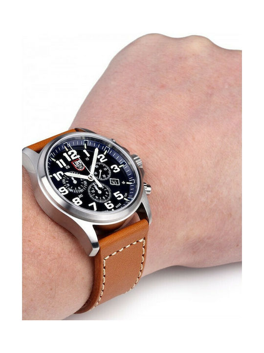 Luminox Atacama Field Battery Chronograph Watch with Leather Strap Brown XL.