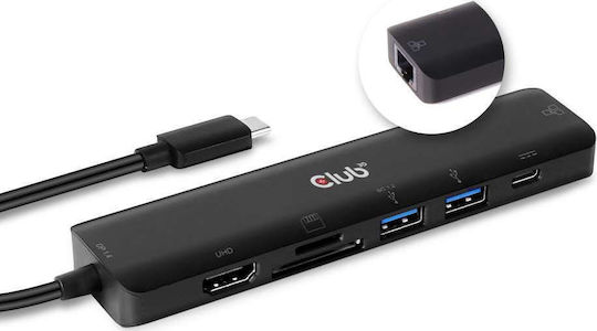 Club3D USB-C Docking Station με HDMI 4K PD Ethernet Μαύρο (CSV-1592)