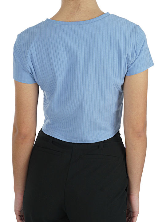 Only Summer Women's Blouse Short Sleeve Light Blue