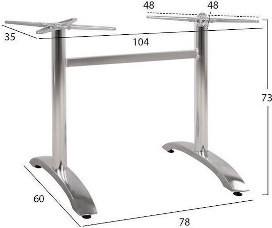 HomeMarkt Stand de masă din Aluminiu cu Regulator în Culoare Argintiu 78x60x73cm