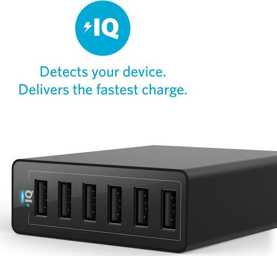 Anker Charging Stand with 6 USB-A Ports 60W in Black color (PowerPort 6)