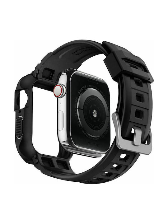 Spigen Rugged Armor Pro Silicone Case in Black color for Apple Watch 44mm