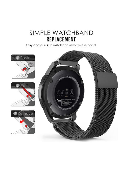 Milanese Loop Armband Rostfreier Stahl Schwarz (Galaxy Watch (46mm) / Gear S3)