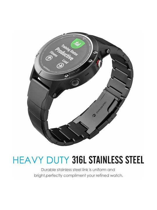 Tech-Protect Steelband Armband Rostfreier Stahl Schwarz (Fenix 5 / 5 Plus / 6 / 6 Pro / 7 / 7 Pro / 8 (47mm))