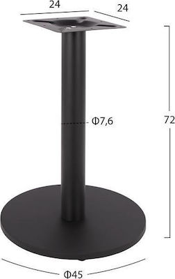 HomeMarkt Stand de masă din Metal cu Regulator Negru 45x45x72cm