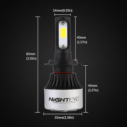 Nighteye Lamps Car H4 LED 6500K Cold White 9-32V 72W 2pcs