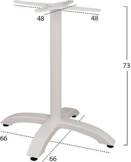 HomeMarkt Stand de masă din Aluminiu cu Regulator în Culoare Alb 66x66x73cm