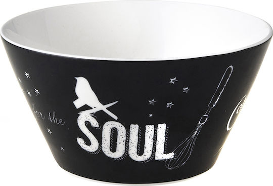 Dutch Rose Soul Cereal Serving Bowl Round made of Porcelain Black with Diameter 14cm