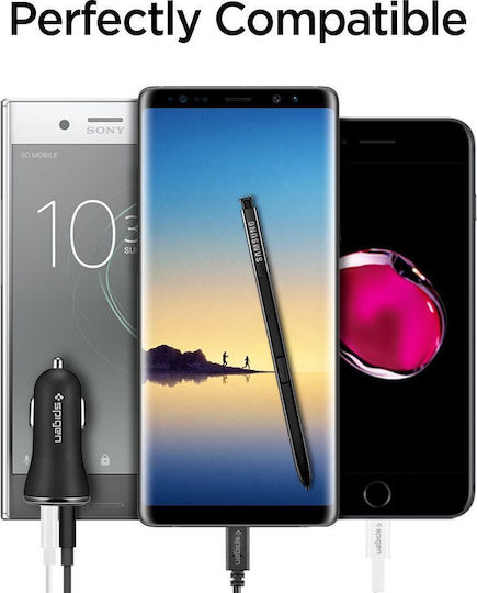 Spigen Φορτιστής Αυτοκινήτου 25W 2.4A Γρήγορης Φόρτισης με Θύρες: 2xUSB Μαύρος