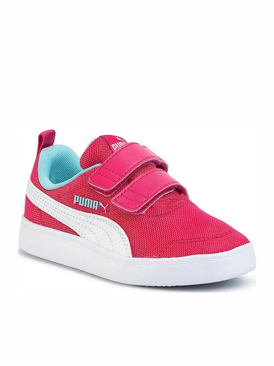 Puma Παιδικό Sneaker Courtflex Mesh με Σκρατς Φούξια