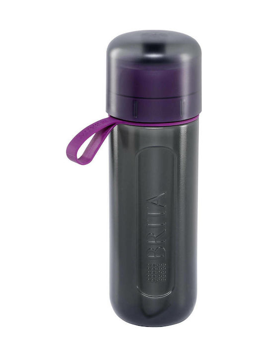 Brita Fill & Go Active Plastic Water Bottle with Mouthpiece and Filter 600ml Black Purple