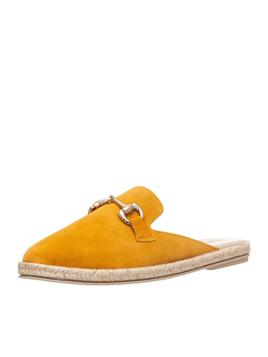 Flach Wildleder Mules in Gelb Farbe
