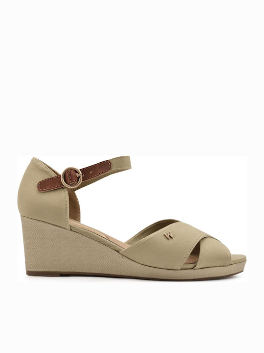 Wrangler Jazz Mila Women's Suede Ankle Strap Platforms Beige