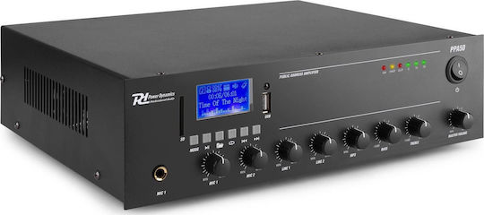 Power Dynamics PPA50 Integrated Commercial Amplifier 5 Channels 1 Zone 50W/100V Equipped with USB/Bluetooth Black