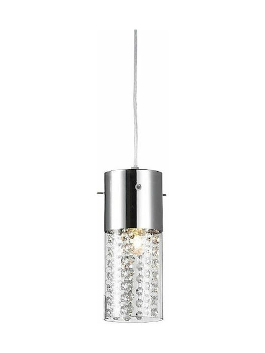 Aca Pendant Light Suspension with Crystals for Socket E14, E.14 Silver