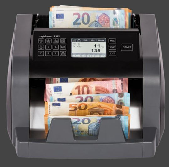 Ratiotec Rapidcount S575 Money Counter with Mixed Counting Capability and Speed 1200 Banknotes per Minute