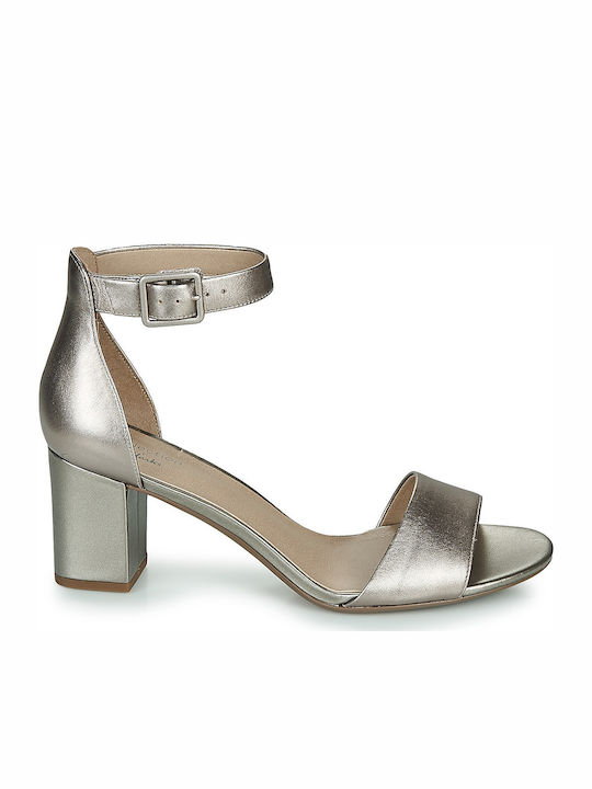 Clarks Deva Mae Leather Sandals Silver