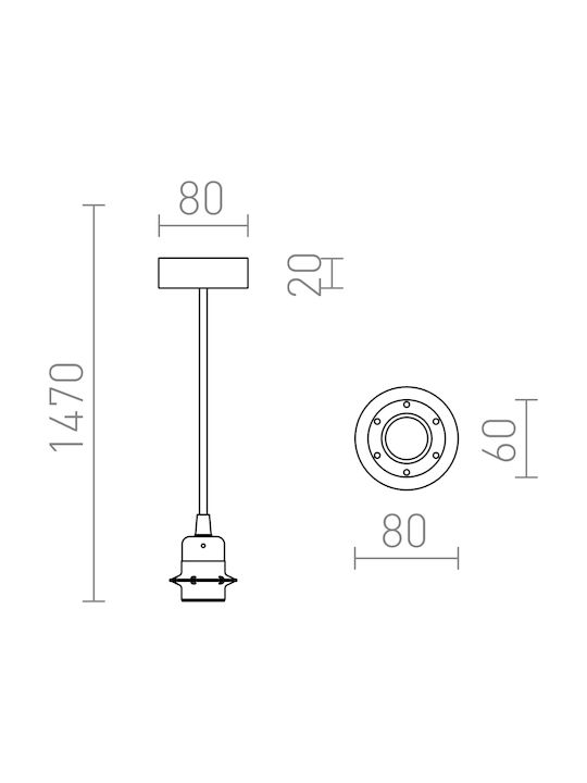 Rendl Light Studio Hex White Lustră Suspendare pentru Soclu E27 Negru