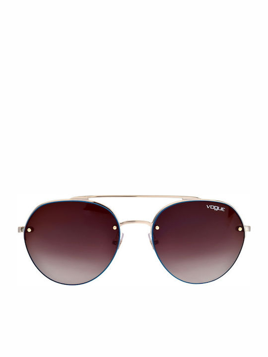 Vogue Women's Sunglasses with Gold Metallic Frame and Grey Gradient Lenses