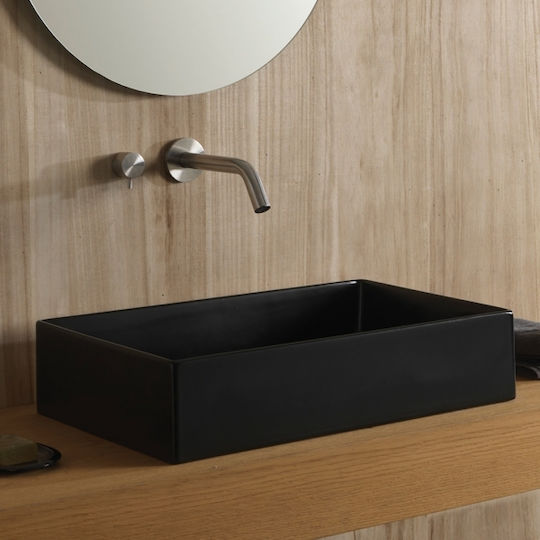 Scarabeo Teorema Aufgesetztes Waschbecken Porzellan 60x40x14cm Black Matt