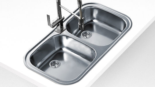 Teka Stylo 2C Ένθετος Νεροχύτης Inox Σατινέ Μ83xΠ48.5cm Ασημί