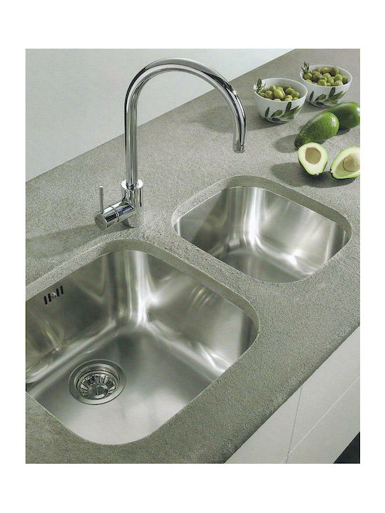 Pyramis Iris 1B Υποκαθήμενος Νεροχύτης Inox Σατινέ Μ26.2xΠ35.7cm Ασημί