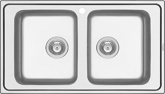 Pyramis Alea 2B 107157701 Drop-In Sink Inox Satin W86xD50cm Silver