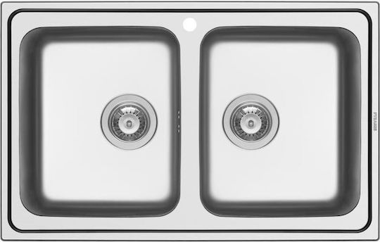 Pyramis Alea 2B 107157701 Drop-In Sink Inox Satin W86xD50cm Silver