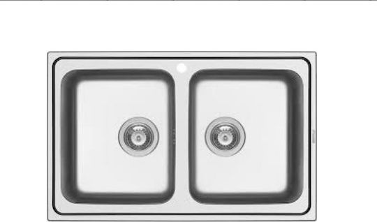 Pyramis Alea 2B 107157701 Drop-In Sink Inox Satin W86xD50cm Silver