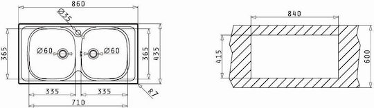 Pyramis Basic E33/33 Drop-In Inox Μ86xΠ43.5cm Silver