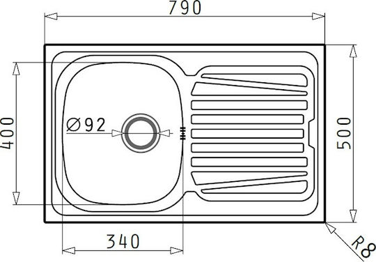 Pyramis Sparta 1B 1D Ένθετος Inox Μ79xΠ50cm Pyramis Sparta 1B 1D Ένθετος Inox Μ79xΠ50cm