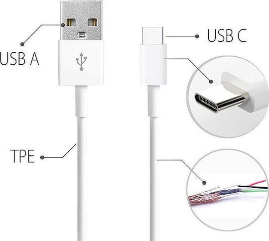 Huawei Ap51 USB 2.0 Cable USB-C male - USB-A Λευκό 1m 55030260
