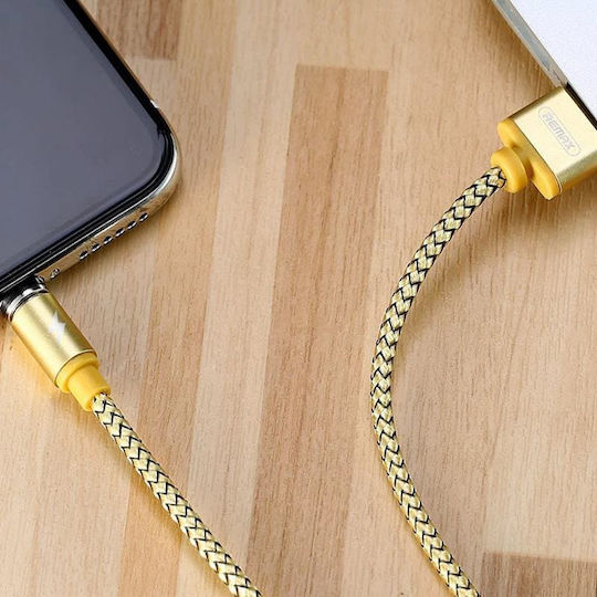 Remax Gravity RC-095a Braided / Magnetic USB 2.0 Cable USB-C male - USB-A Gold 1m