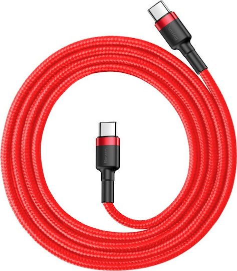 Baseus Cafule Braided USB 2.0 Cable USB-C Male - USB-C 60W Red 1m CATKLF-G09